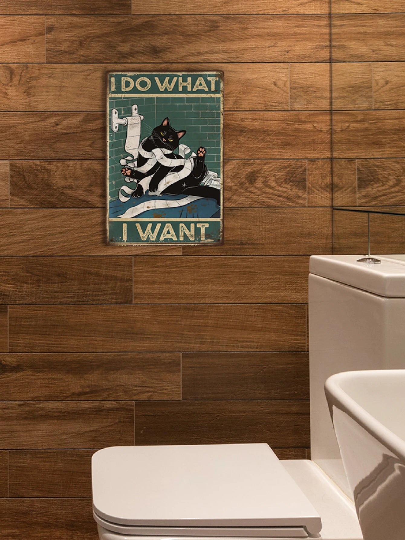 Putuo Decor Black Cat Tin Sign