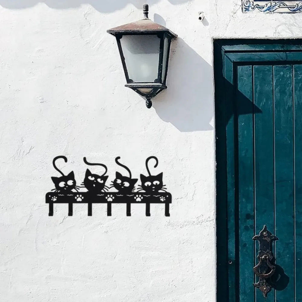 Feline-Inspired High-Quality Black Metal Kitchen Hooks