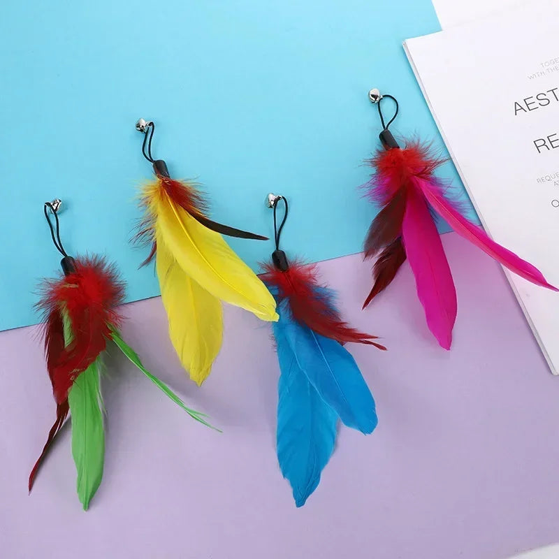 Pet Cat Toy with Bell Color Feather Toy Fishing Rod