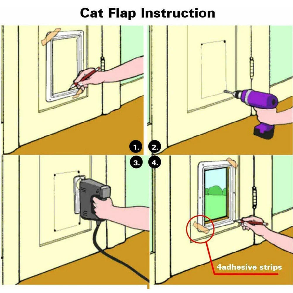 Kitten Safety In&out Pet Door with 4 Way Security Lock Cat Flap Door