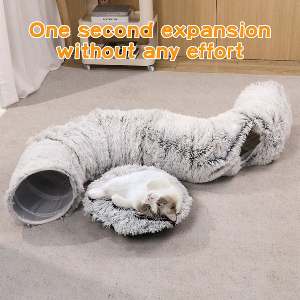cat tunnel bed for indoor cat toys multifunctional cat cave suitable for small, medium, large (Gray)