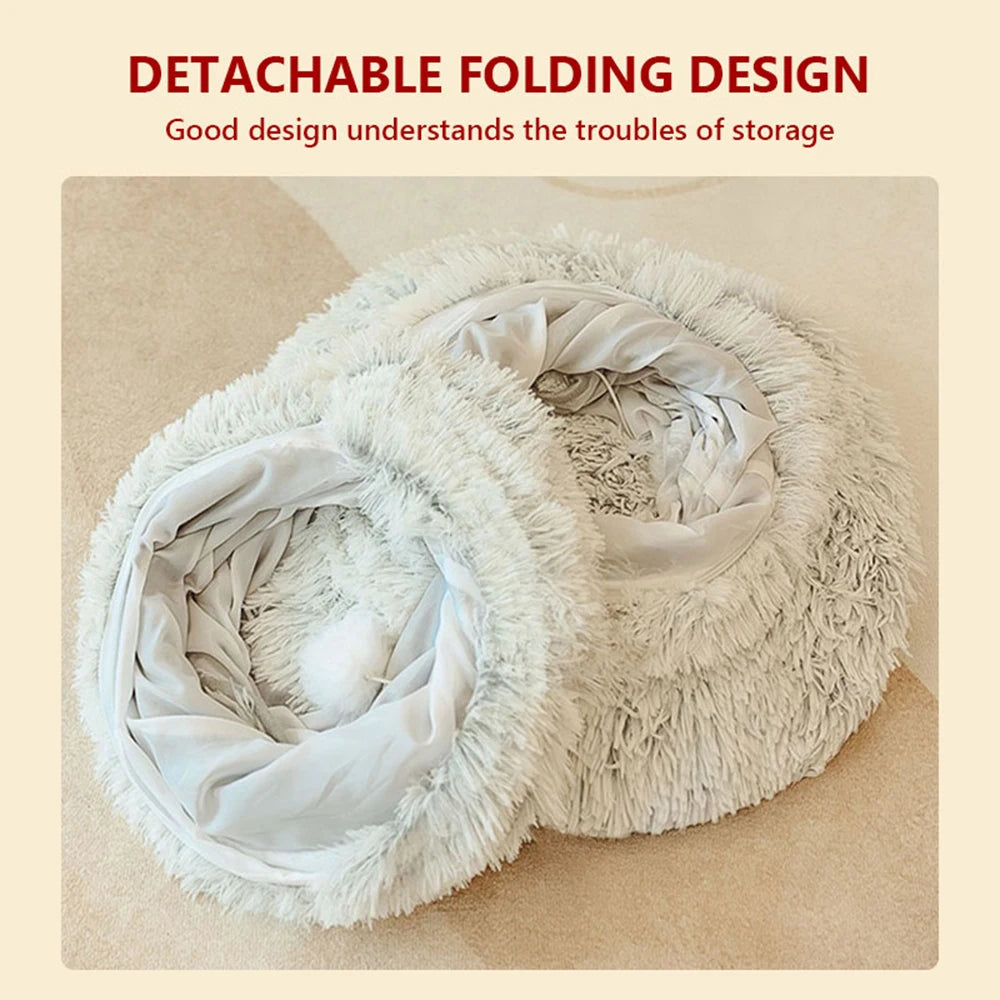 cat tunnel bed for indoor cat toys multifunctional cat cave suitable for small, medium, large (Gray)