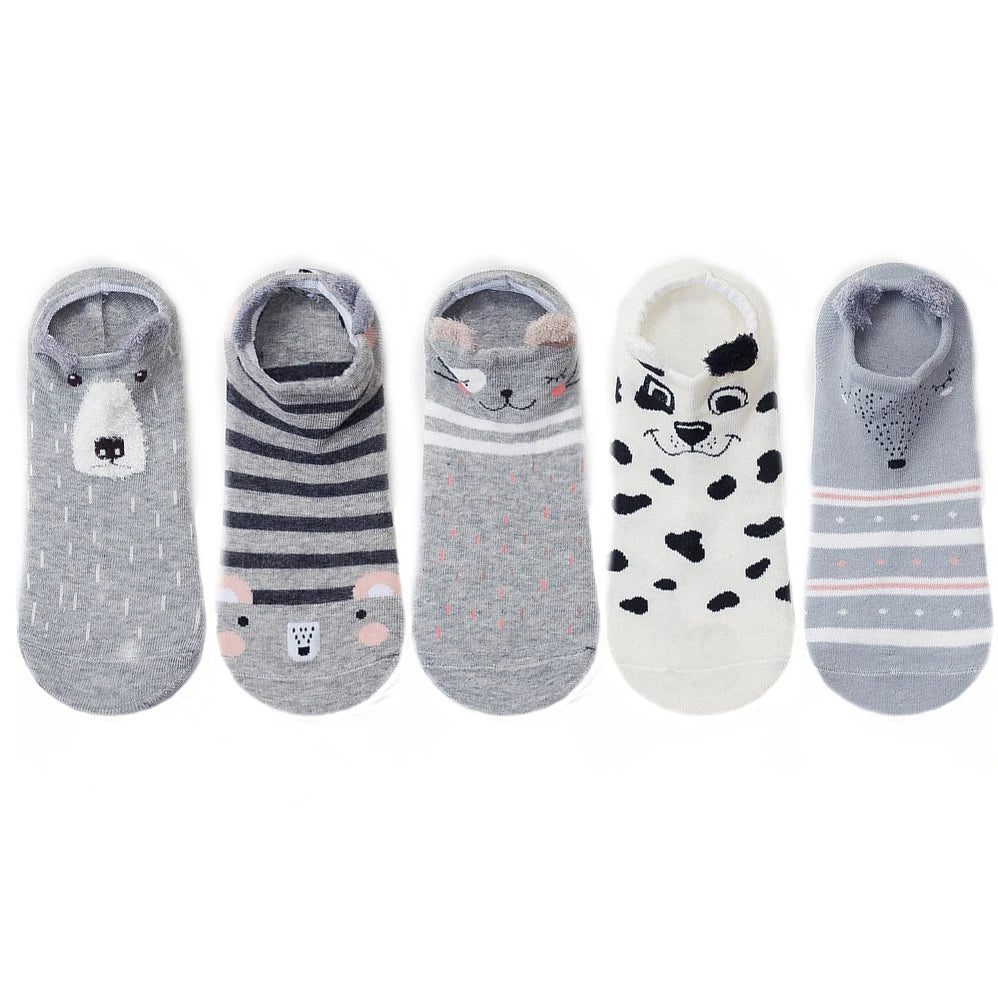 5 pairs women cotton socks stereoscopic