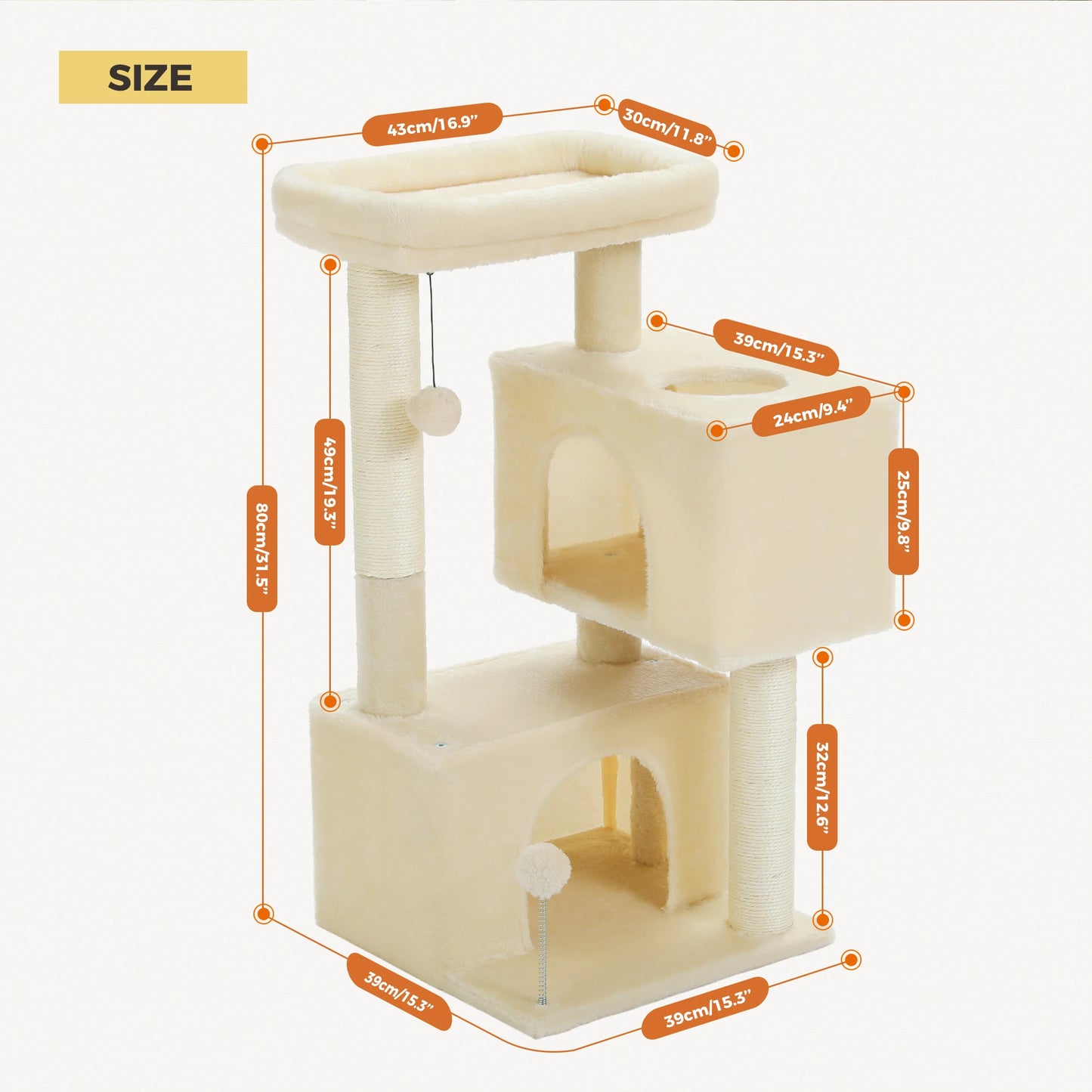 Multi-Level Cat Tree Tower with Sisal Scratching Post