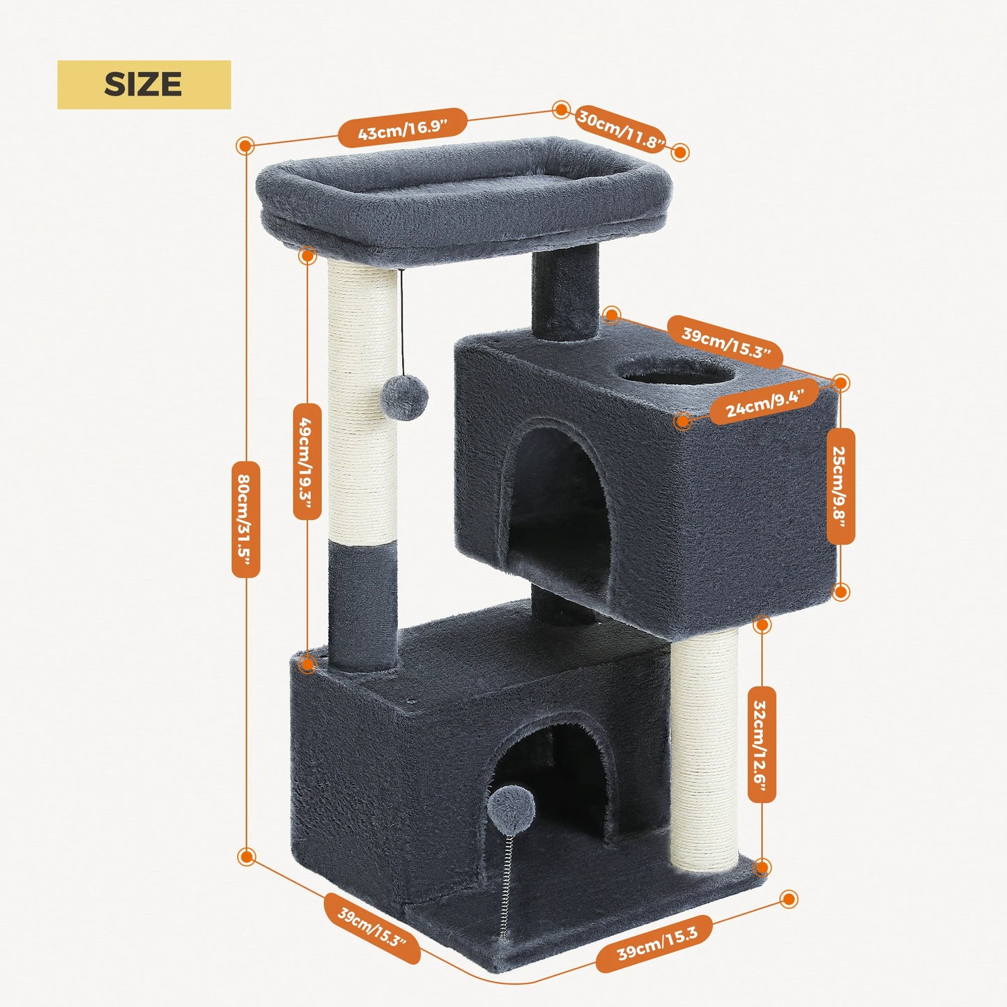 Multi-Level Cat Tree Tower with Sisal Scratching Post