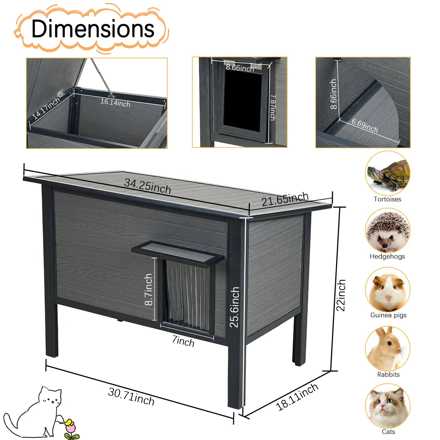 HDPE Indoor Outdoor Cat House, Weatherproof, Feral Cat Shelter for Multiple Cats,