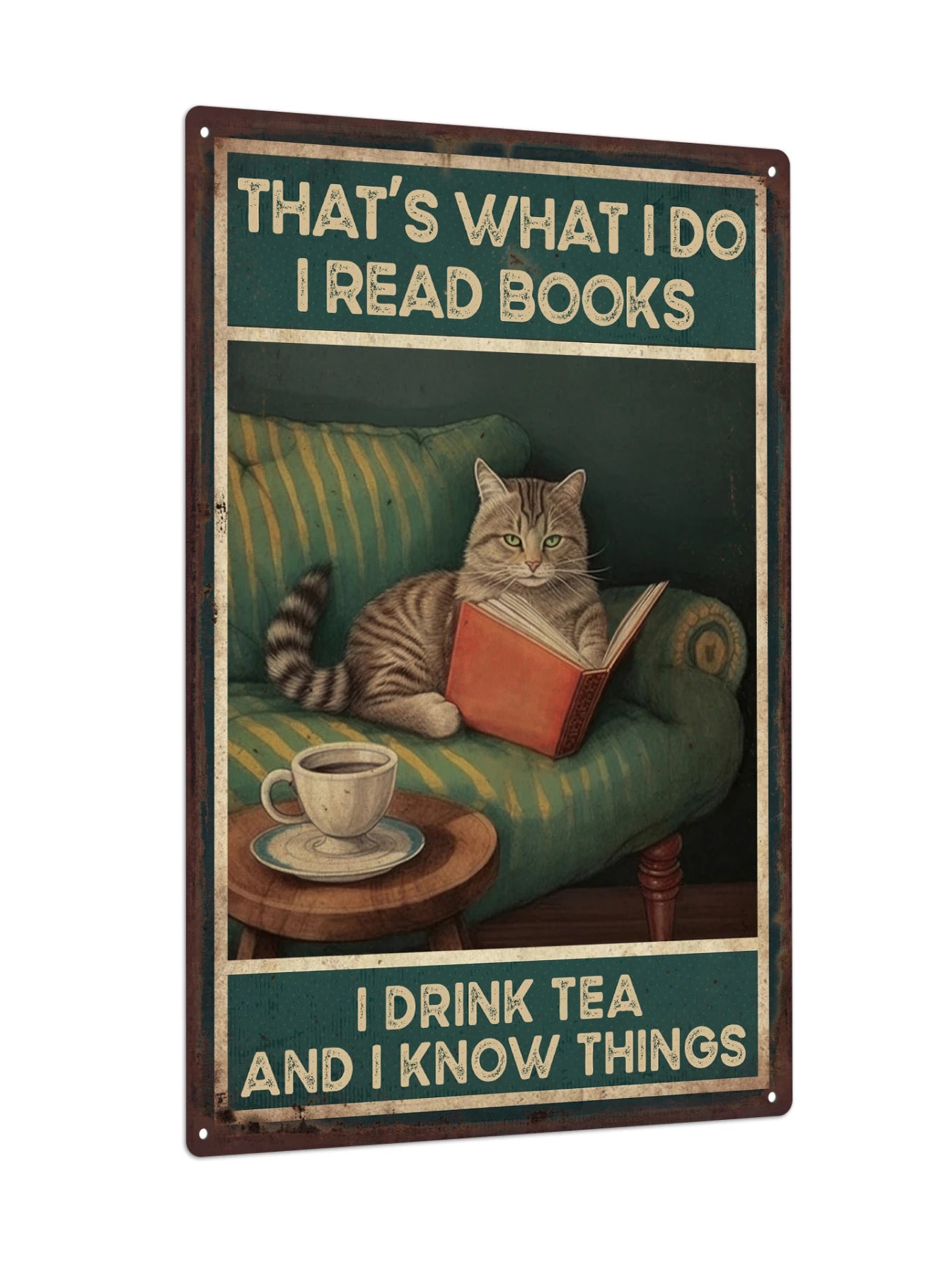 Putuo Decor 1pc Cat Metal Plaque, Retro