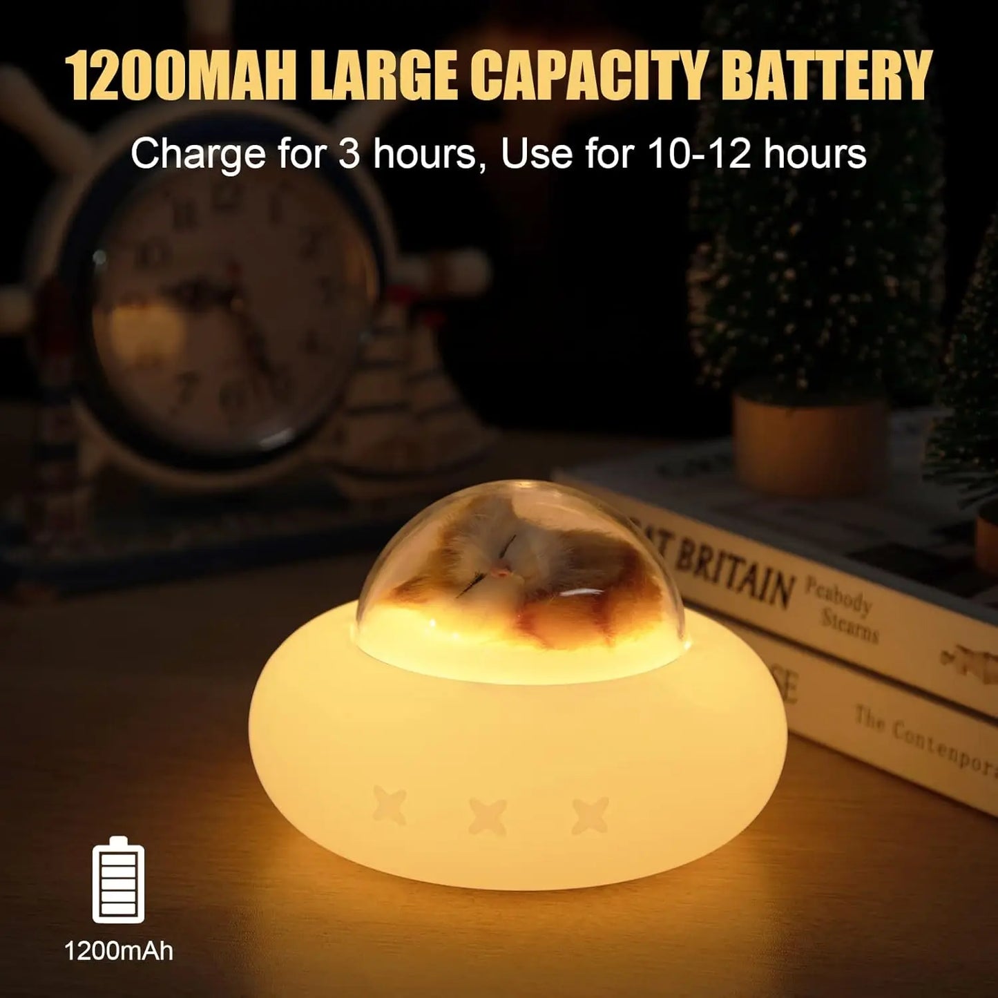 Cute Kitty Spaceship Night Light LED For Kids,