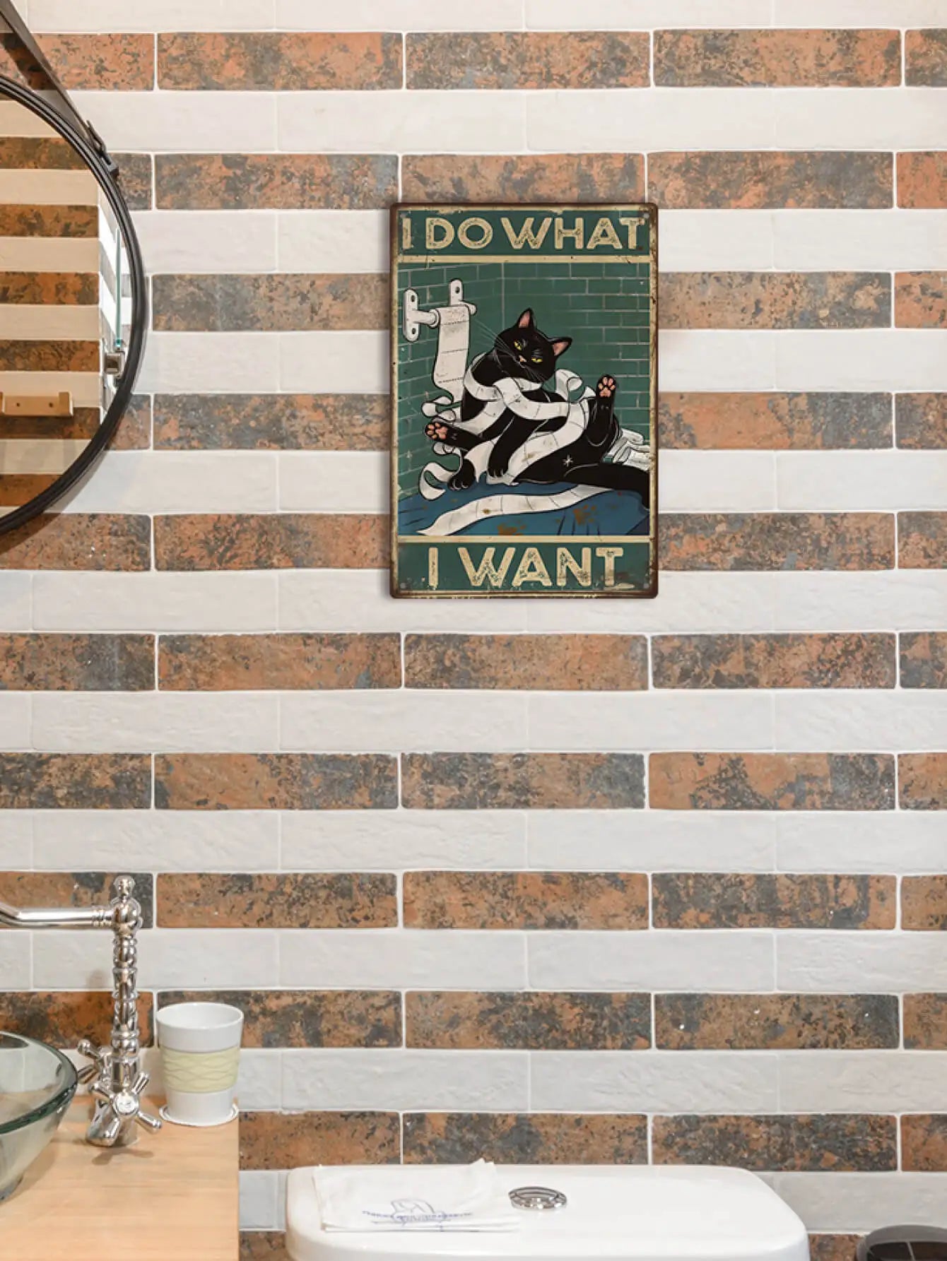 Putuo Decor Black Cat Tin Sign