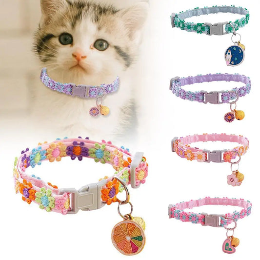 Pet Collar Adjustable Colorful Lace Flower Cat Collar