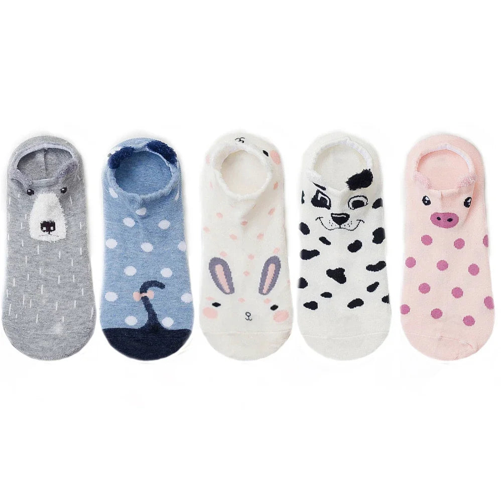 5 pairs women cotton socks stereoscopic