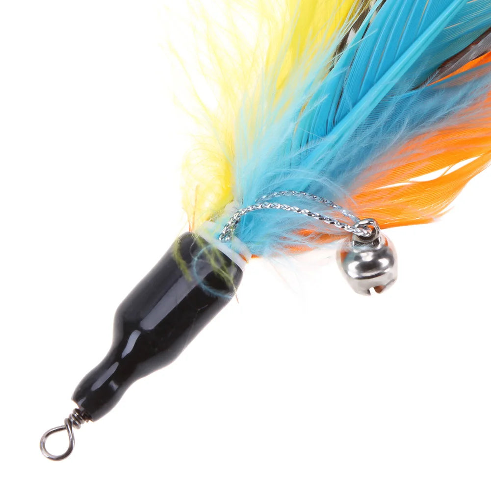5pcs Chicken Feather Cat Stick Colorful Feather Funny Cat Stick