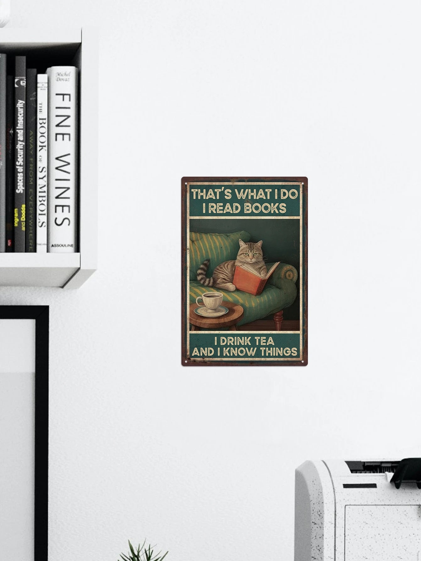 Putuo Decor 1pc Cat Metal Plaque, Retro