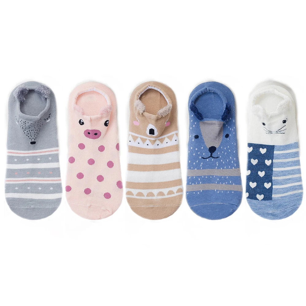5 pairs women cotton socks stereoscopic