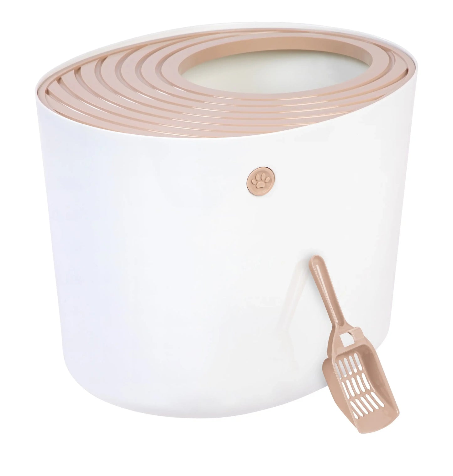 IRIS USA Large Round Top Entry Cat Litter Box with Scoop