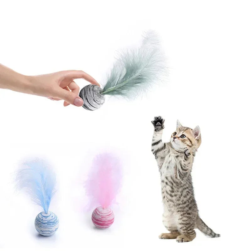 Cat toy Ball Feather Funny Cat Toy Star Ball Plus Feather Foam Ball