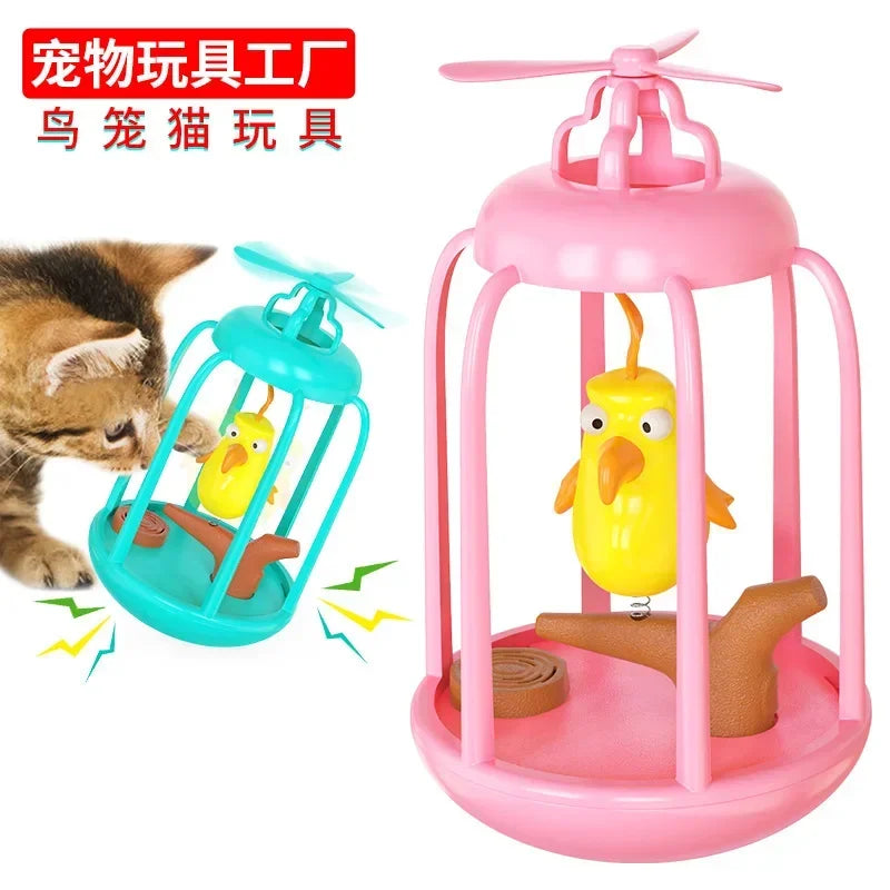 Cat Interactive Toys with Squeaky Swinging Bird Cage