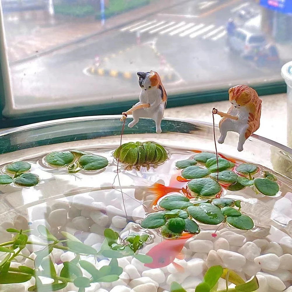 Fish Landscaping Cartoon Cat Statue