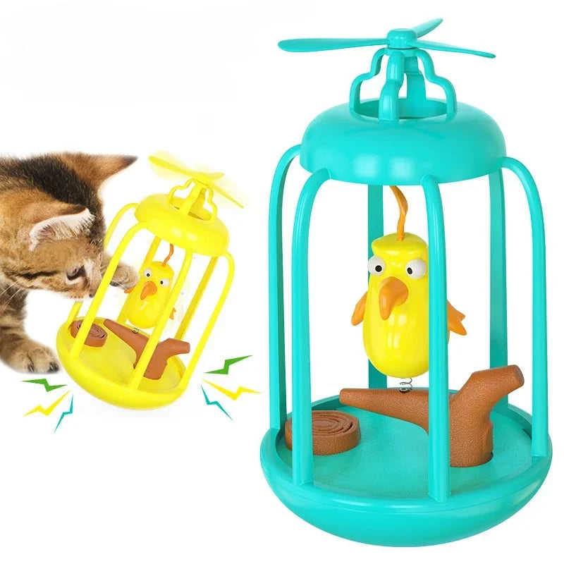 Cat Interactive Toys with Squeaky Swinging Bird Cage