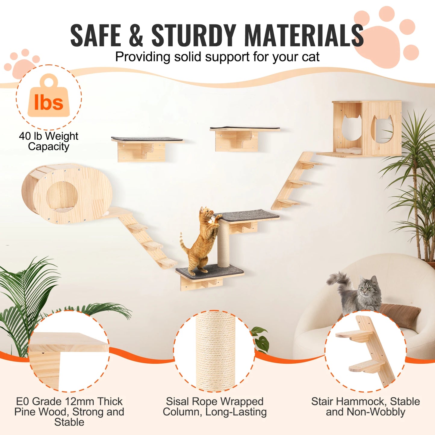 SucceBuy Wall Mounted Cat Shelves