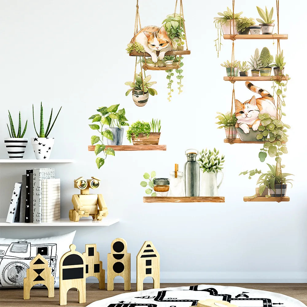 1pcs Painted Cat Green Plant Pot Home