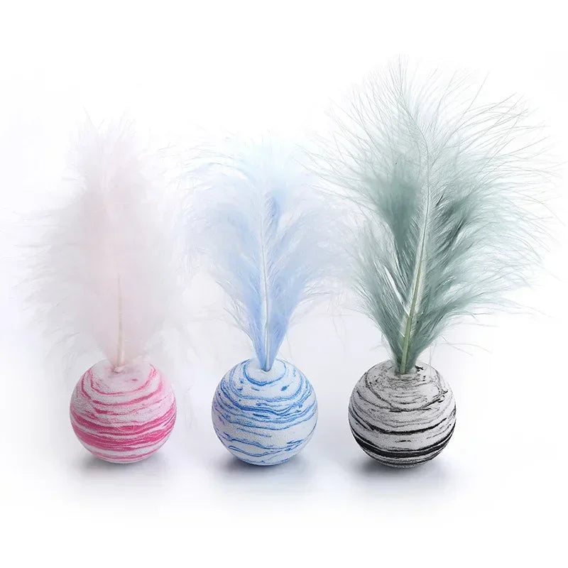 Cat toy Ball Feather Funny Cat Toy Star Ball Plus Feather Foam Ball
