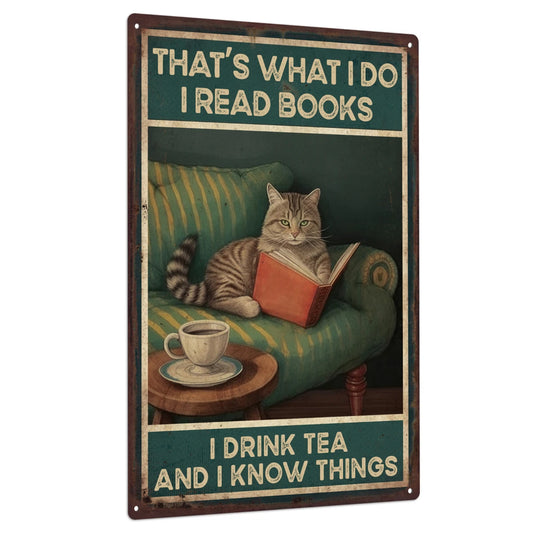 Putuo Decor 1pc Cat Metal Plaque, Retro