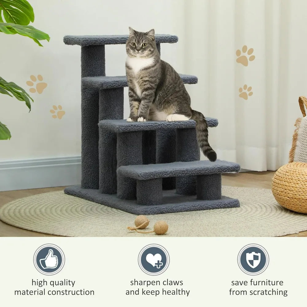 25" 4-Step Multi-Level Carpeted Cat Scratching post