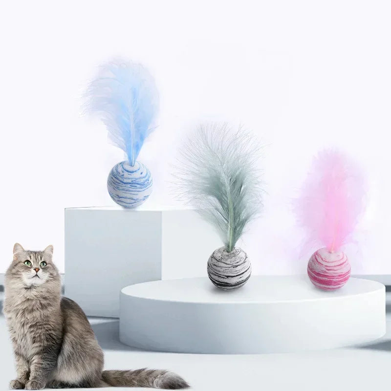 Cat toy Ball Feather Funny Cat Toy Star Ball Plus Feather Foam Ball