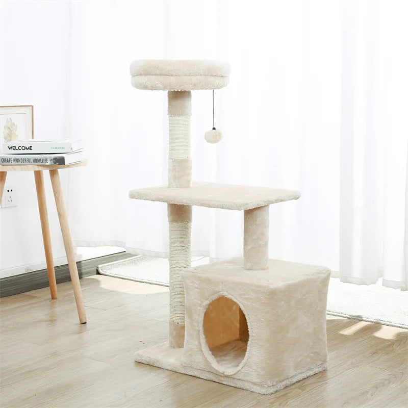 Cat Tree Cat Tower With Big Condo for Indoor Cats with Sisal Covered Scratching Post, Deep Hammock for Kittens and Small Cats