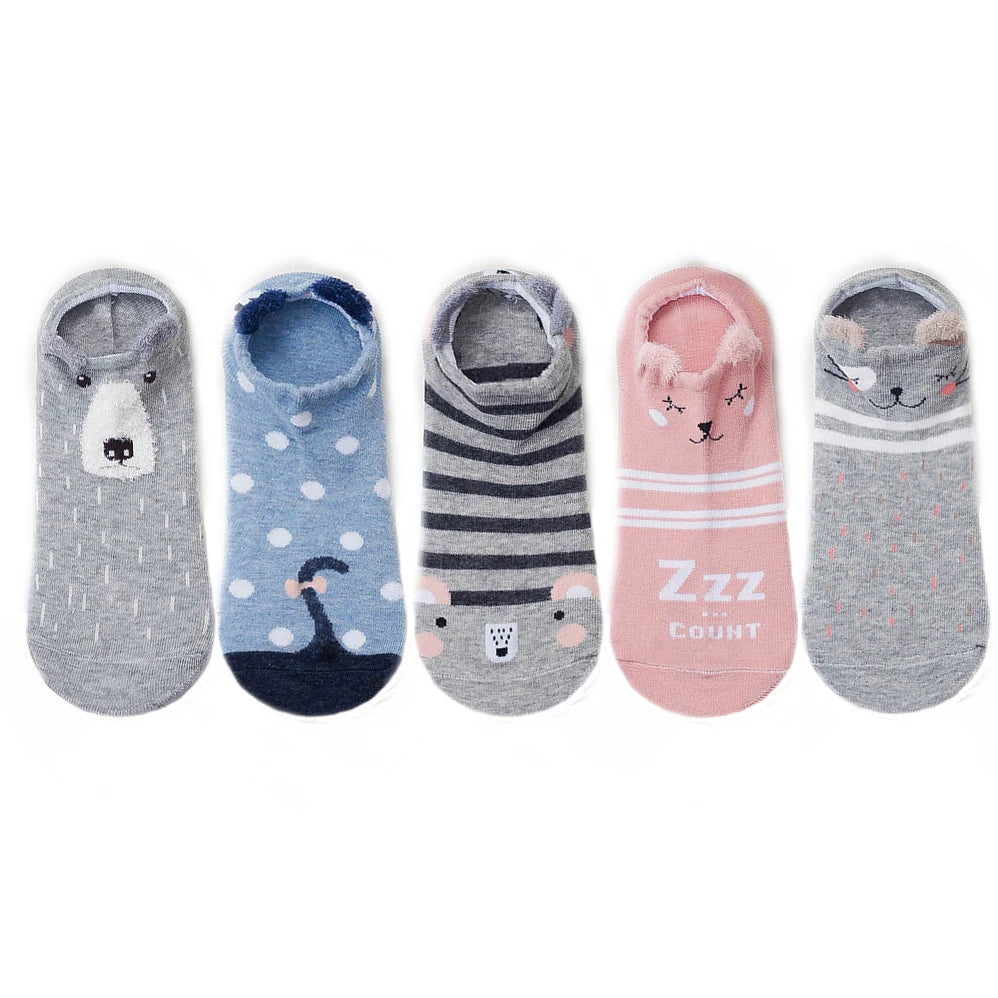 5 pairs women cotton socks stereoscopic