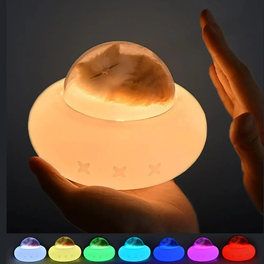Cute Kitty Spaceship Night Light LED For Kids,