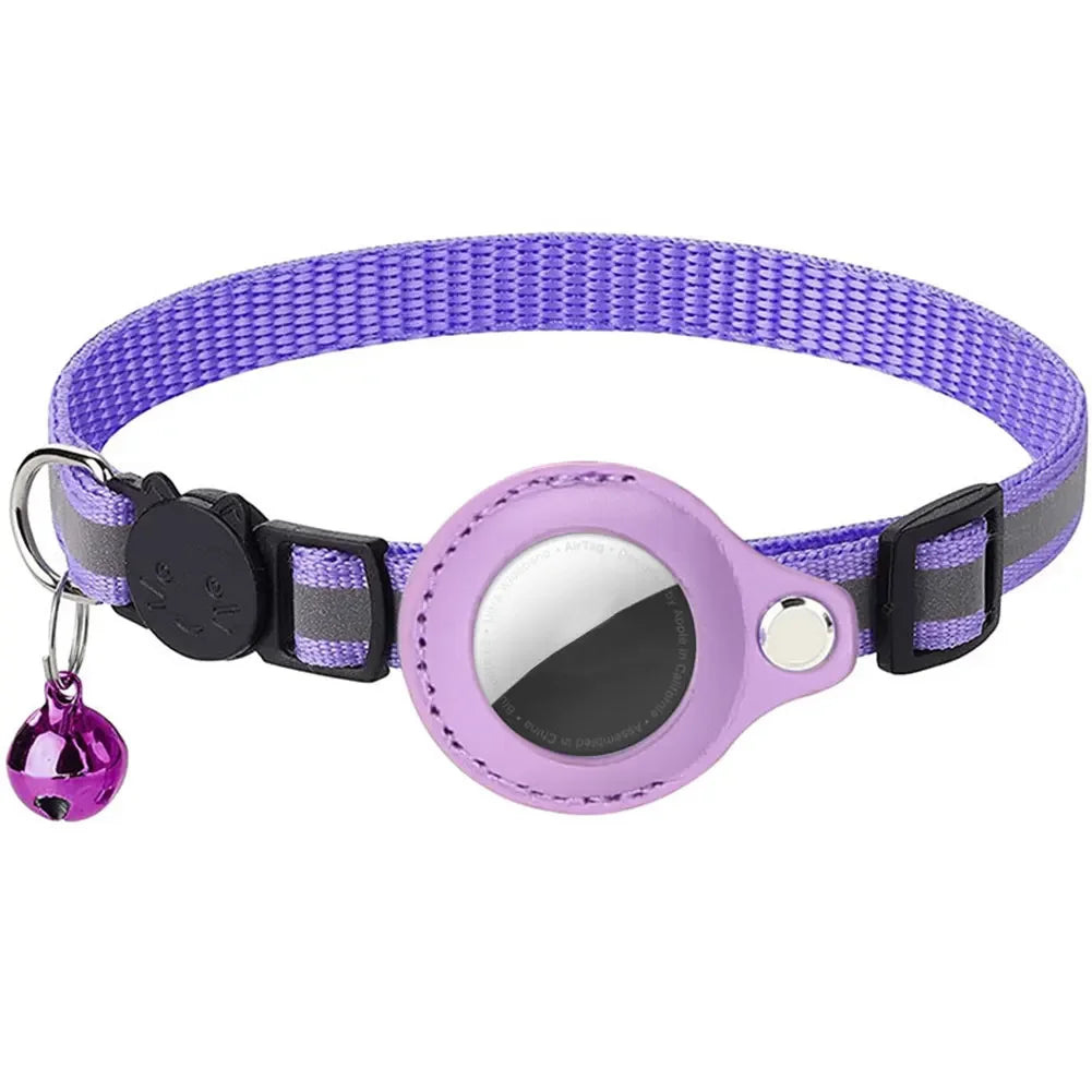Reflective Cat Collar with Apple AirTag Holder Adjustable and Stylish Design for Kitten Safety
