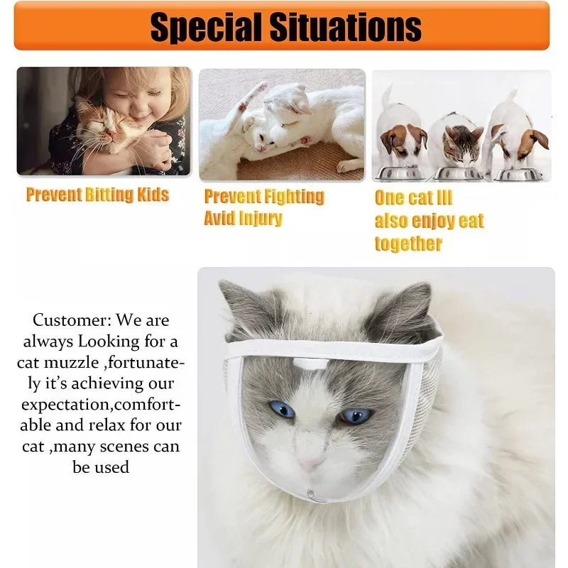 Cat Muzzle Clear Breathable  Cats Bathing