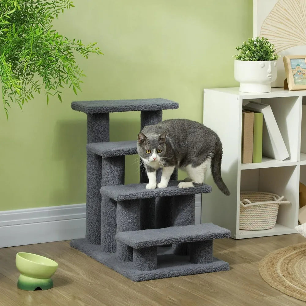 25" 4-Step Multi-Level Carpeted Cat Scratching post