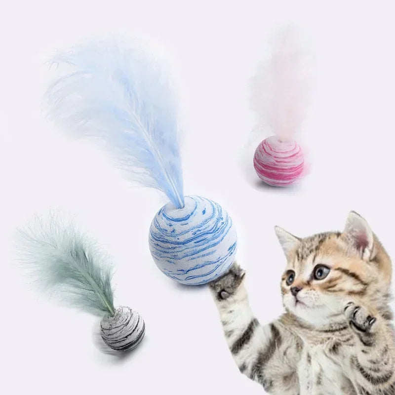 Cat toy Ball Feather Funny Cat Toy Star Ball Plus Feather Foam Ball