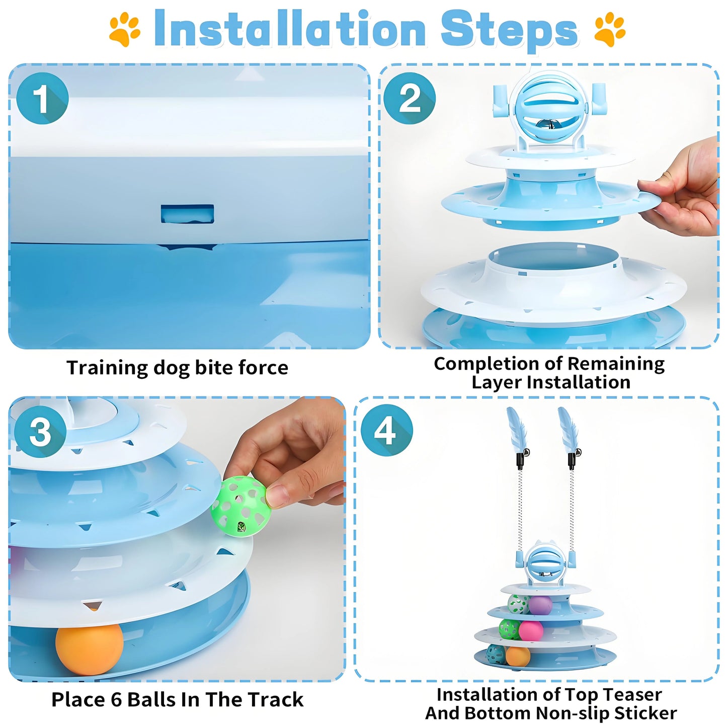 Interactive Cat Toy Puzzle Ball with 2 Teaser Wands | Mental Stimulation for Indoor Cats & Kittens | No Batteries Needed