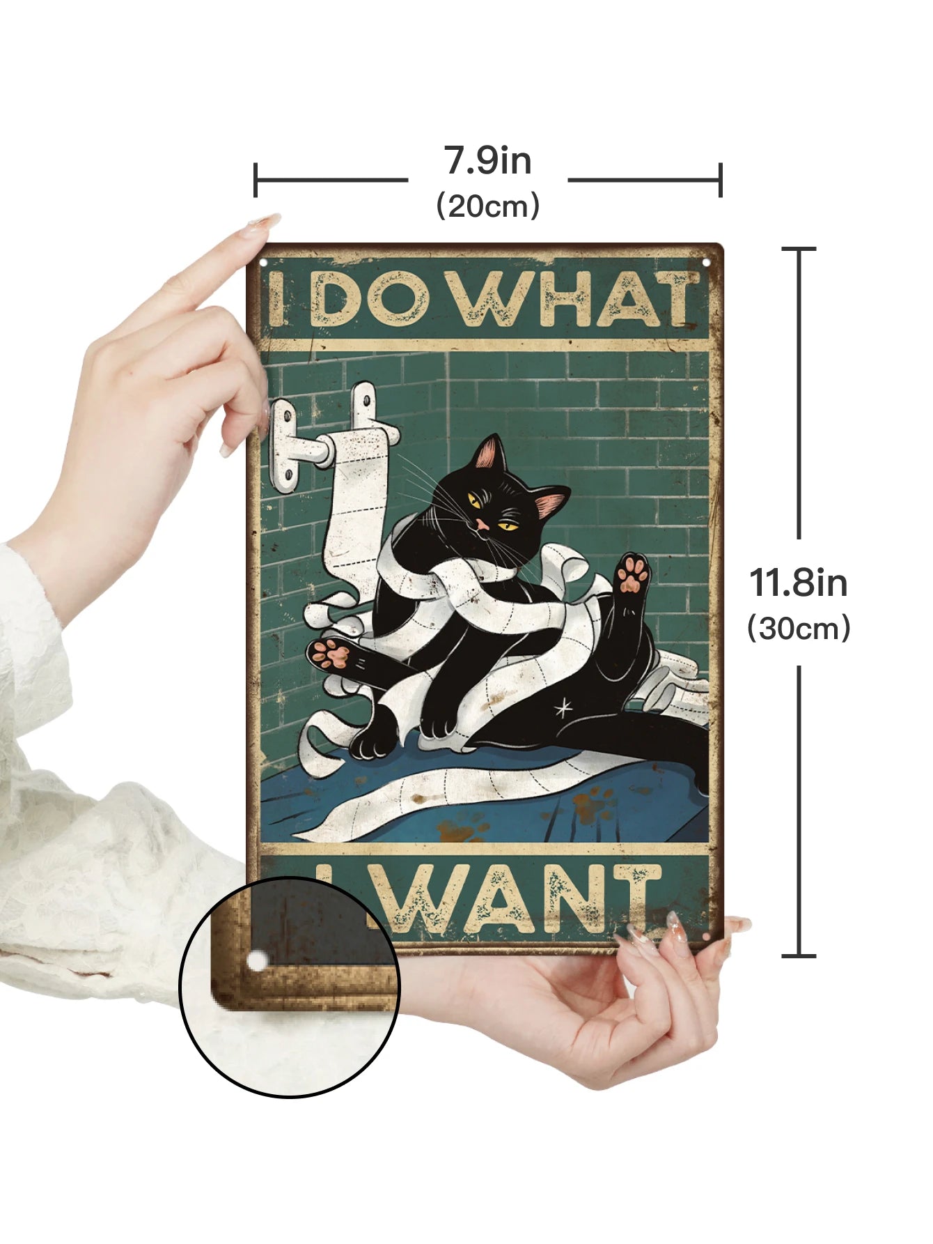 Putuo Decor Black Cat Tin Sign