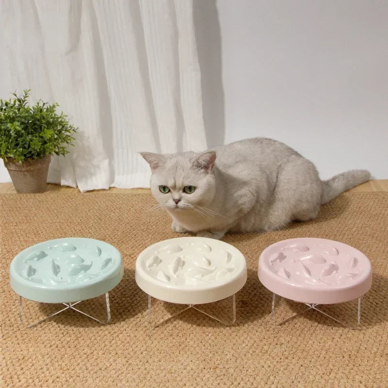Pet Cat Bowl Raised Anti-choke Food Plate Pet Slow Food Bowl