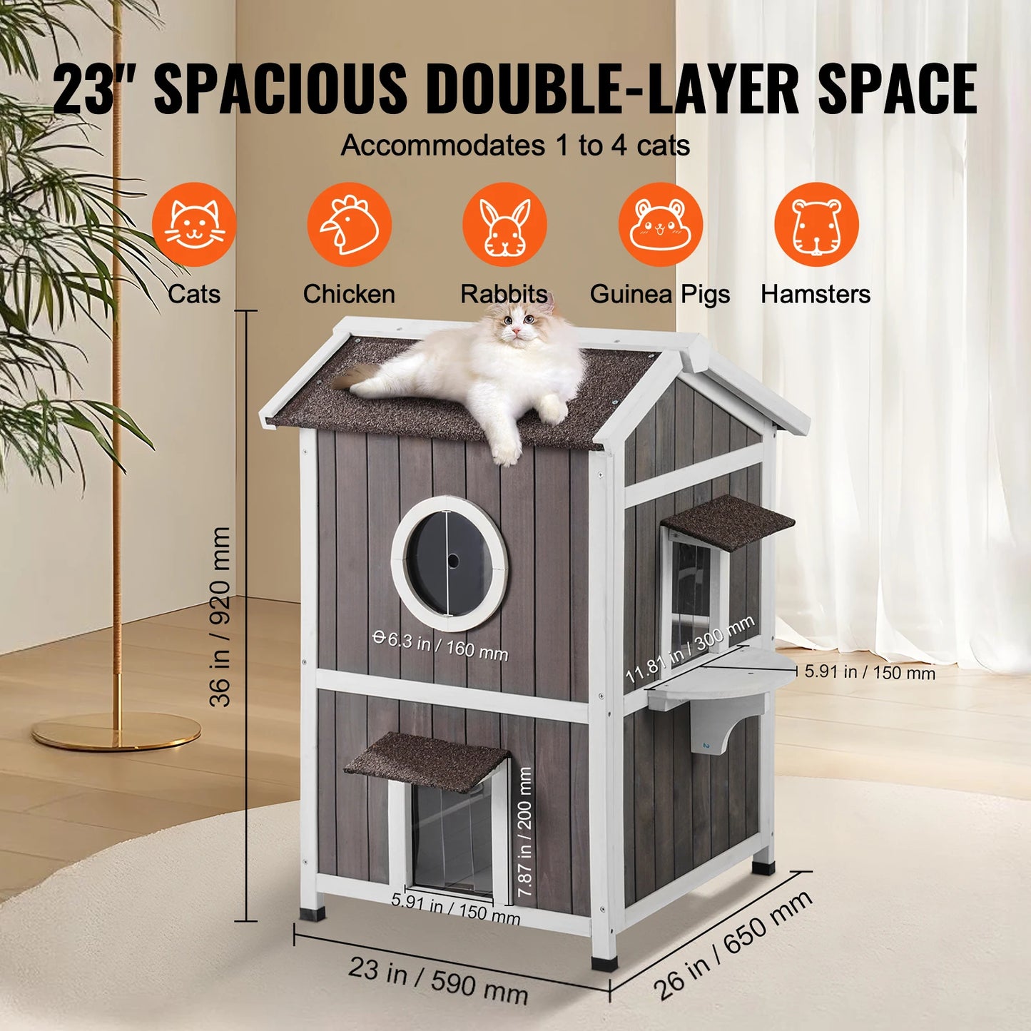 SucceBuy Outdoor Cat House Weatherproof