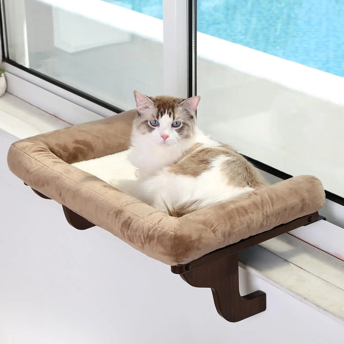 Cat Perch for Window Sill with Bolster - Orthopedic Hammock Design with Premium Hardwood & Robust Metal Frame
