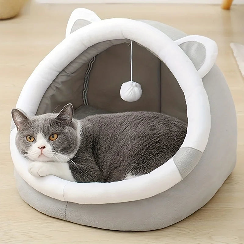 1 Comfortable Cartoon Cat House with Removable Pad