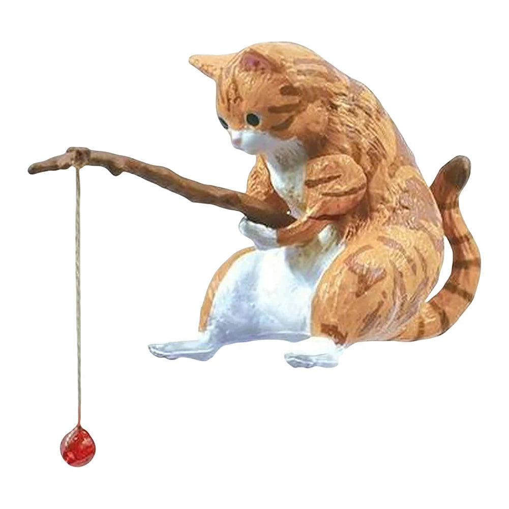 Cute Fishing Cat Figure Fish Landscaping Cartoon