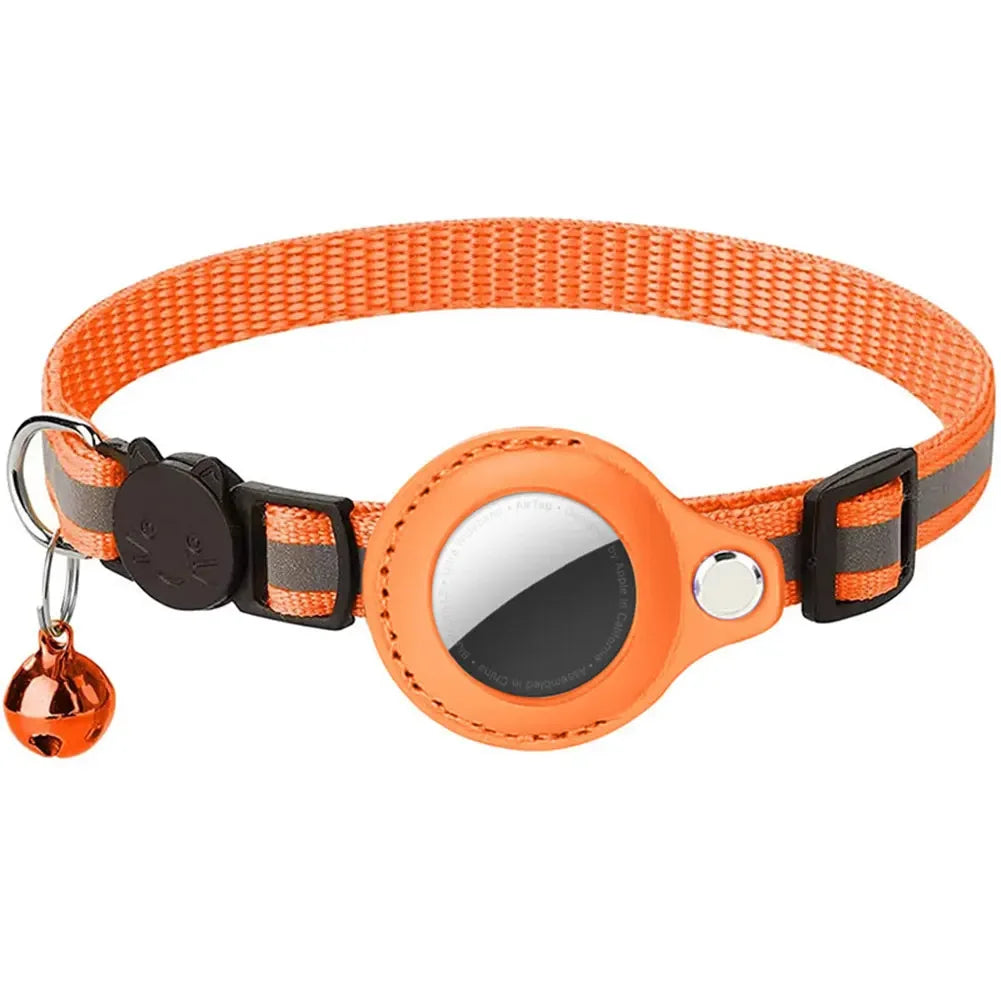 Reflective Cat Collar with Apple AirTag Holder Adjustable and Stylish Design for Kitten Safety