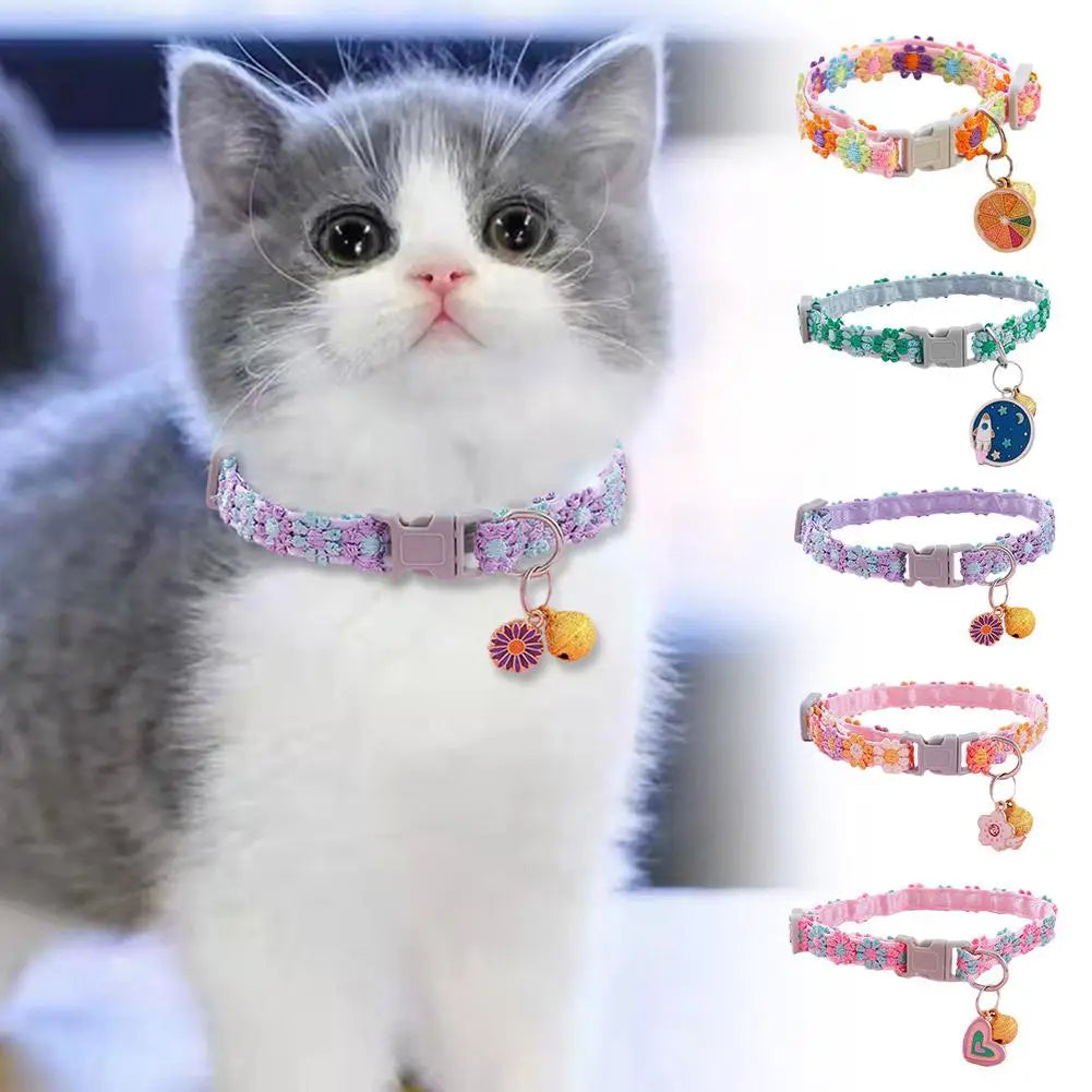 Pet Collar Adjustable Colorful Lace Flower Cat Collar
