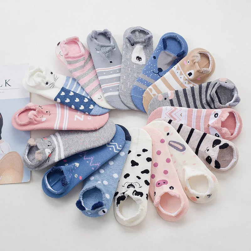 5 pairs women cotton socks stereoscopic