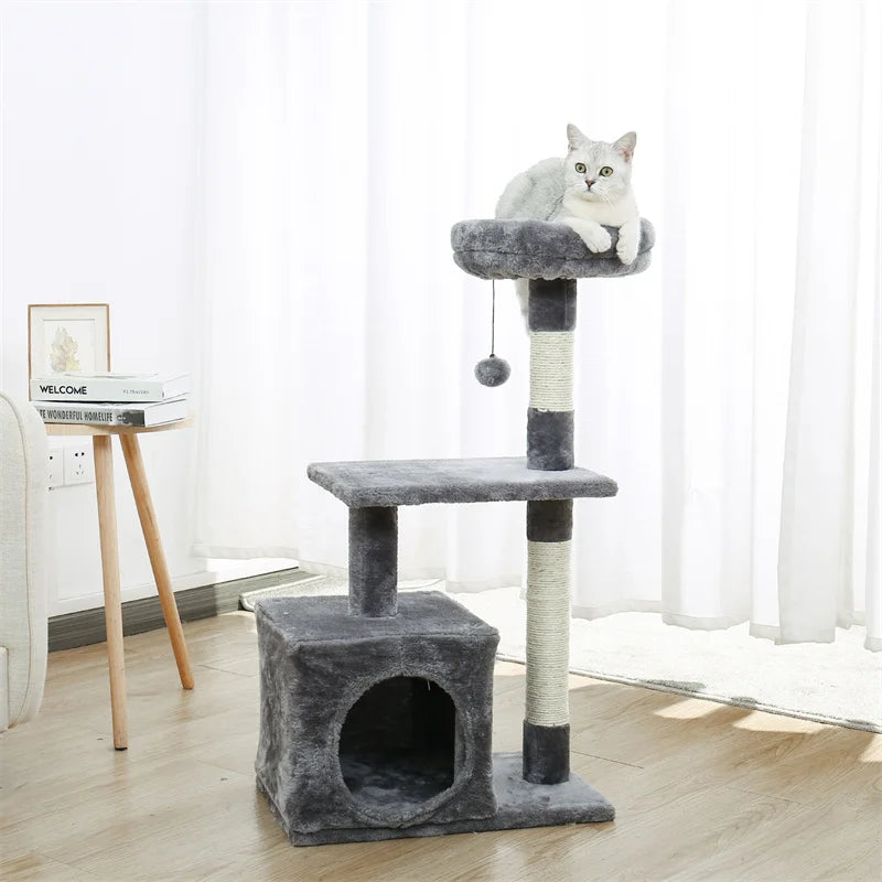 Cat Tree Cat Tower With Big Condo for Indoor Cats with Sisal Covered Scratching Post, Deep Hammock for Kittens and Small Cats