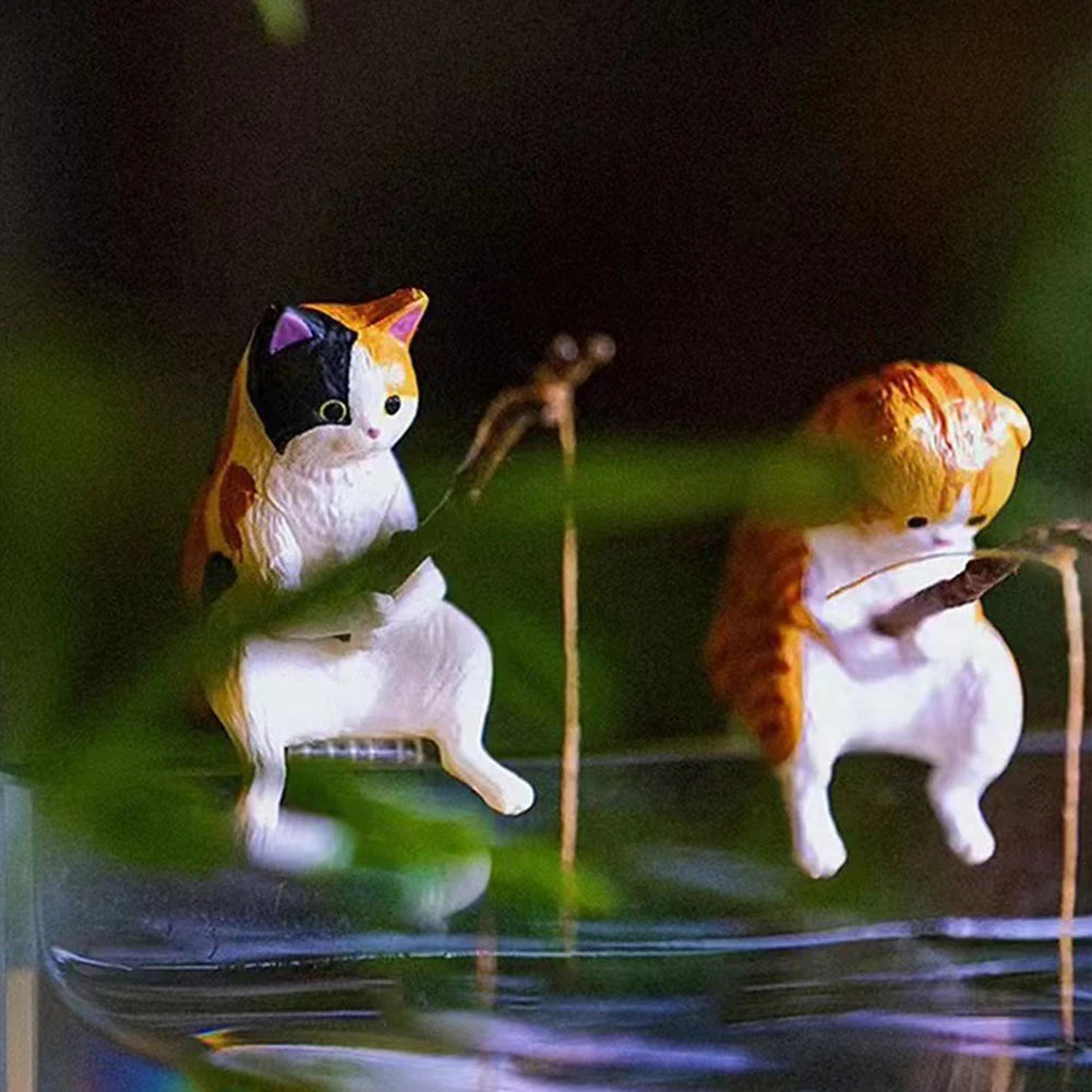 Fish Landscaping Cartoon Cat Statue