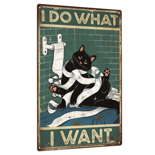 Putuo Decor Black Cat Tin Sign