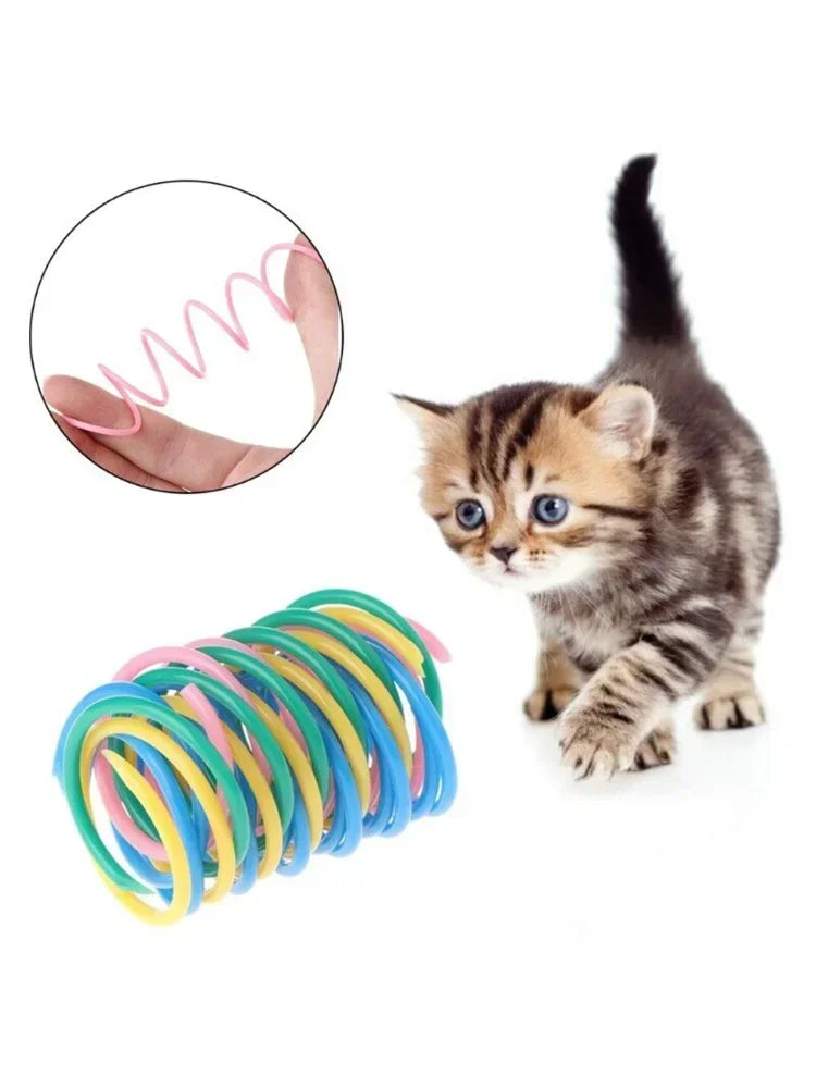 20pcs Cat Spring Toys Plastic Colorful Coil